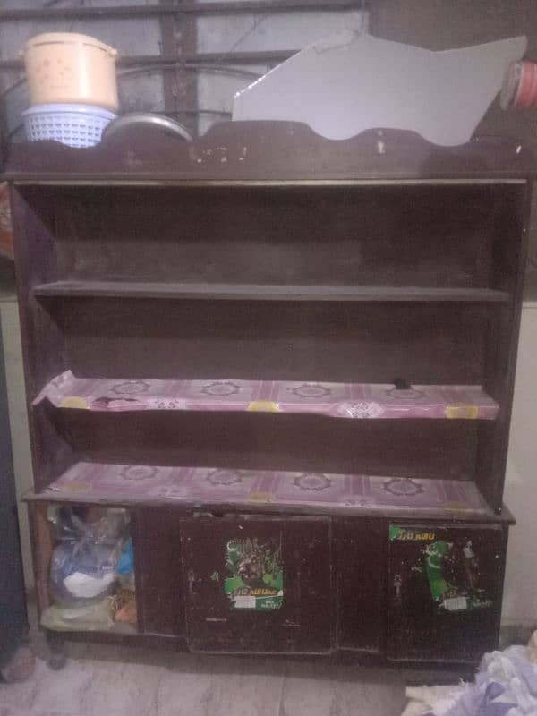 solid wood showcase without mirror for sale with 3 cupboards 0