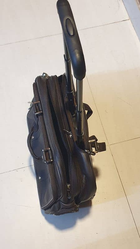 Premium Leather Trolley Briefcase - Durable, Stylish, and Convenient 0