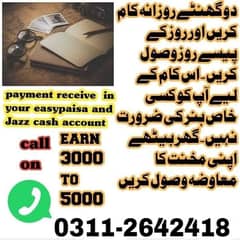 Part time job available, Online earning, home work