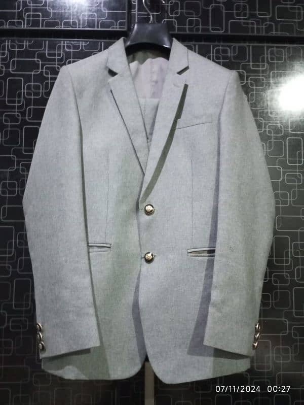 3 piece suit silver gray 0