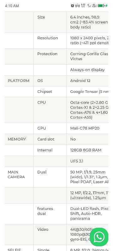 GOOGLE PIXEL 6 ( NON PTA) 9