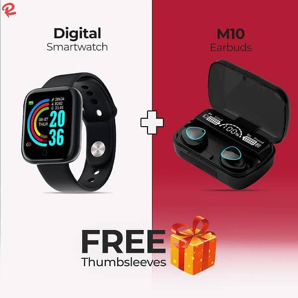 digital smart watch & free earbuds M10 1