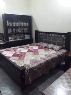 Wooden Double Bed-Dark Brown Color