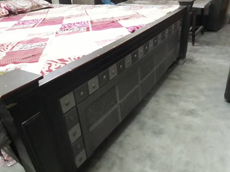 Wooden Double Bed-Dark Brown Color 2