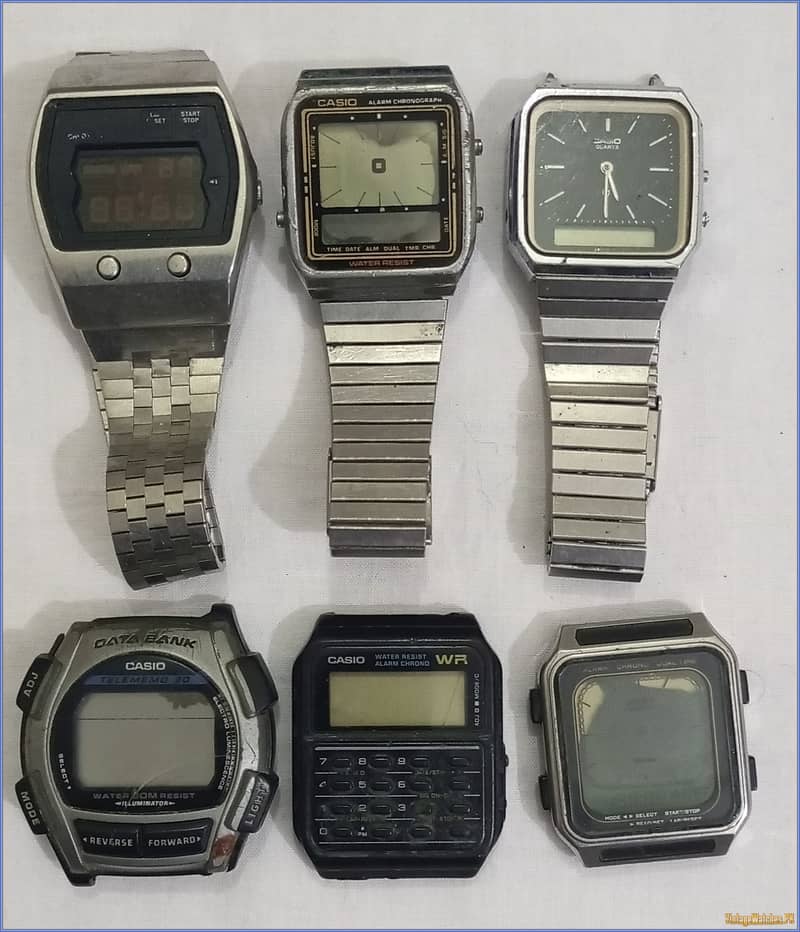 Lot 6 Vintage Rare Retro Digital LCD Watches Casio Seiko Citizen 0