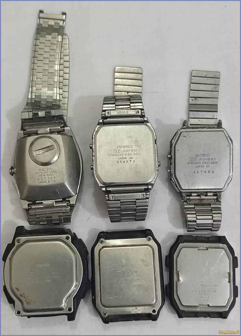 Lot 6 Vintage Rare Retro Digital LCD Watches Casio Seiko Citizen 1