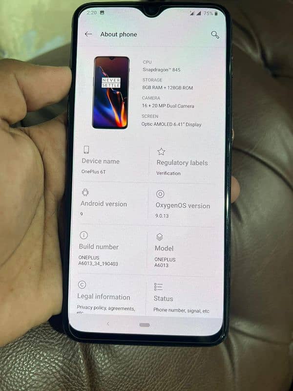 model oneplus 6t 5