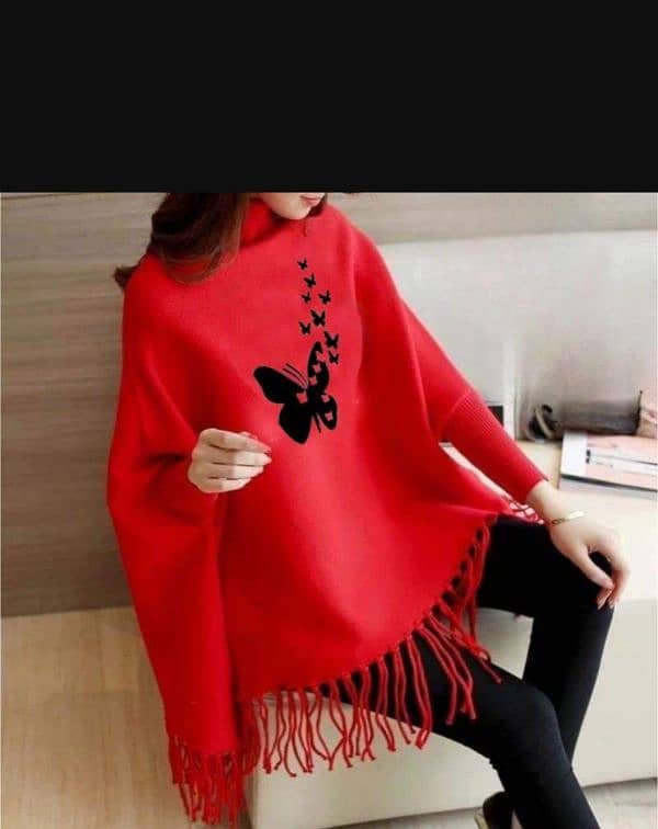 Women's fleece printed poncho 0