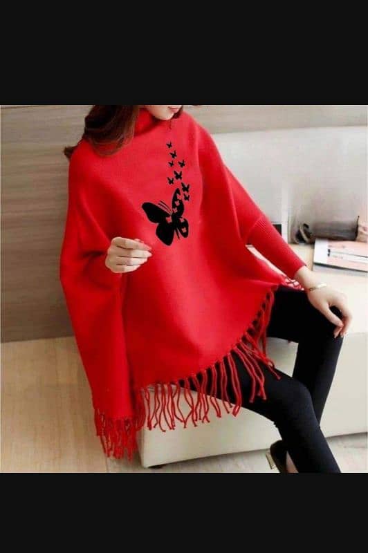 Women's fleece printed poncho 2