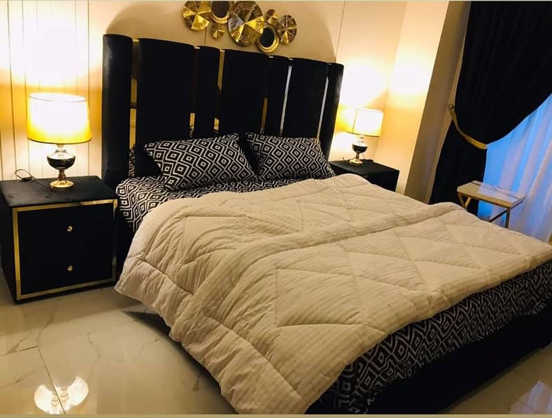 1 Bedroom VIP Full furnish flat per day available in Bahria town Lahore 7