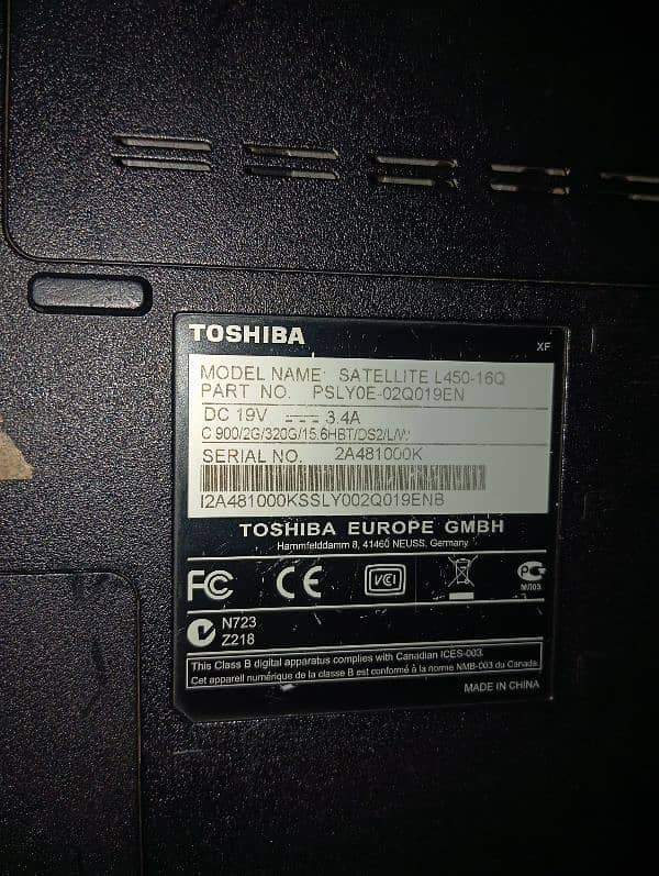 Toshiba Statelite L450 4GB hard 160GB storage battery kharab hai 16