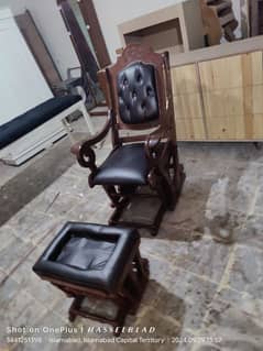 solid wooden rocking chair with foot rest available 10/9 condition