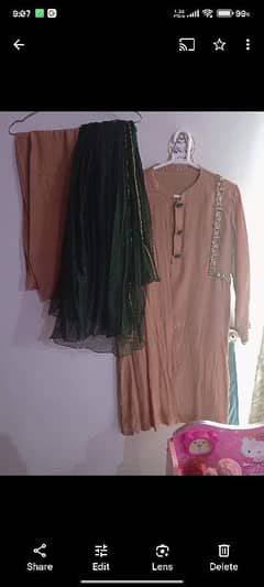 raw silk party wear 3 piece