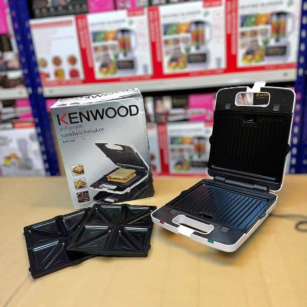 KENWOOD NEW 2 IN 1 SANDWICH AND GRILL MAKER FULL SIZE PANINI PRESS 3