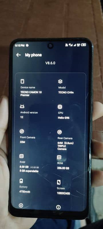 tecno camon 18 premier 8/256 5