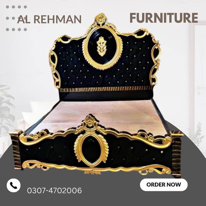 bed set / king size bed / double bed / poshish bed / bed / side table 9