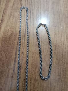 SILVER CHAIN PURE CHANDI (1) NEACK CHAIN (1) HAND BRACLATE