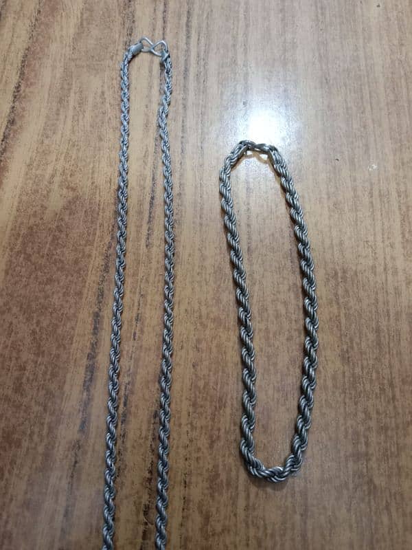 SILVER CHAIN PURE CHANDI (1) NEACK CHAIN (1) HAND BRACLATE 0