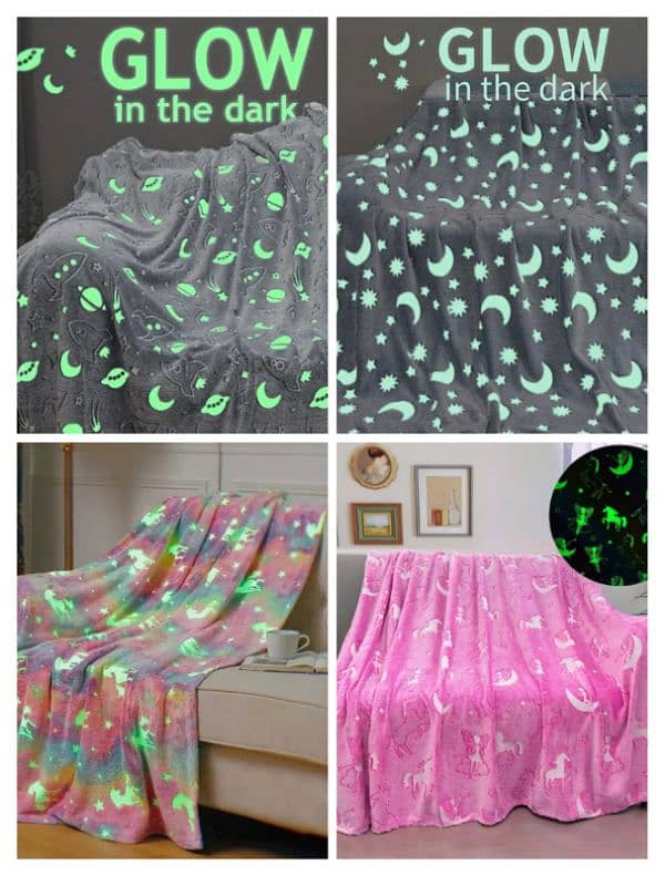 Magic Glow In The Dark Blanket For Kids *Random Design Glow Blankets * 0