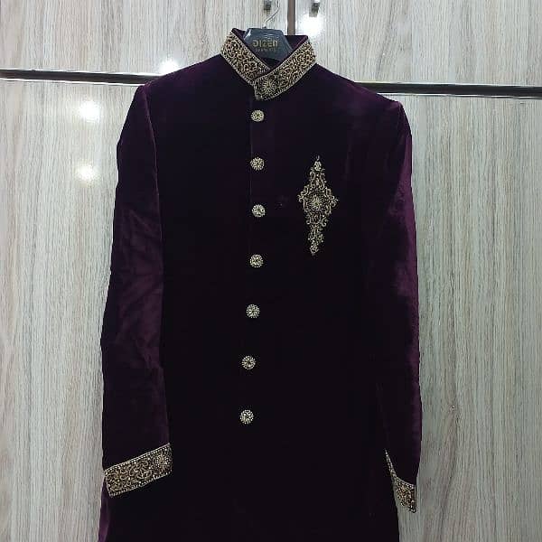 velvet sherwani. 0