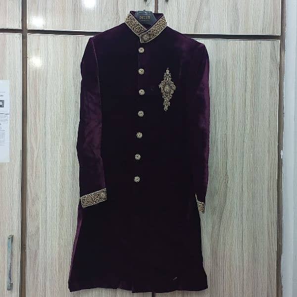 velvet sherwani. 1