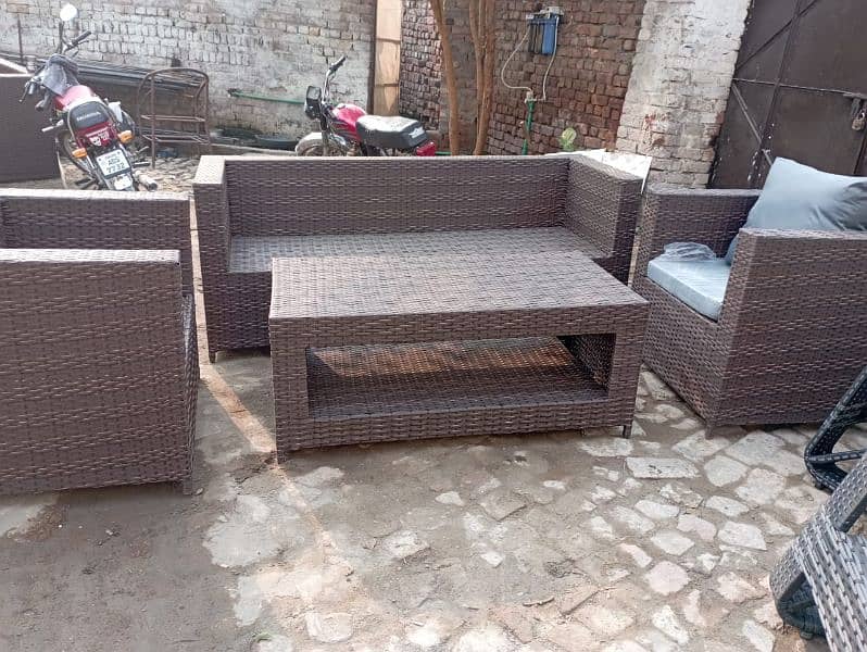 RATTAN GARDEN UPVC FURNITURE SOFA SET CHAIRS TABLE UMBRELLA BENCH 7