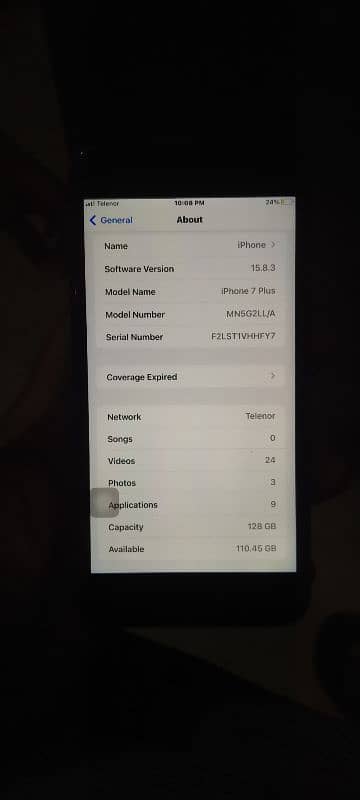 IPHONE 7PLUS PTA APPROVED 128 GB 3