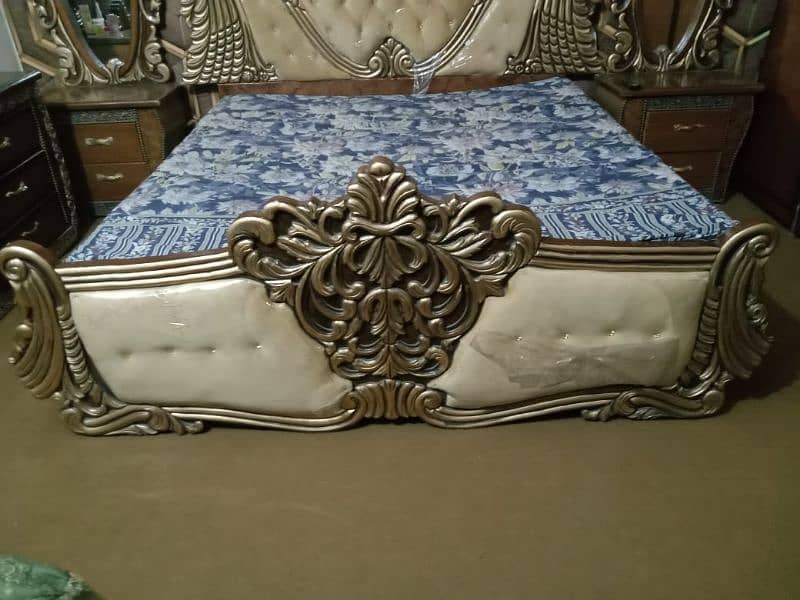 bed set/wooden poshish double bed set/bed with dressing 1