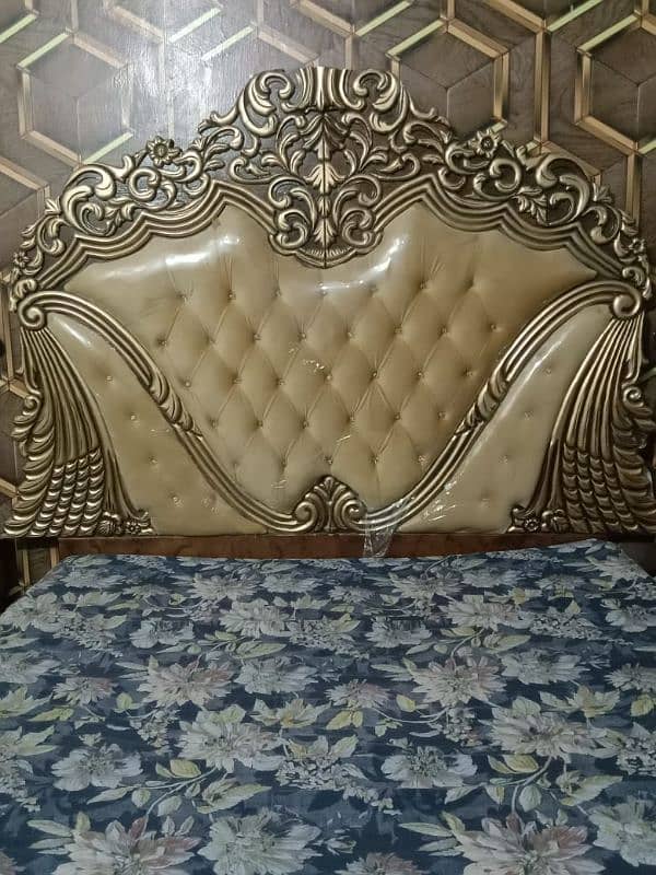 bed set/wooden poshish double bed set/bed with dressing 4