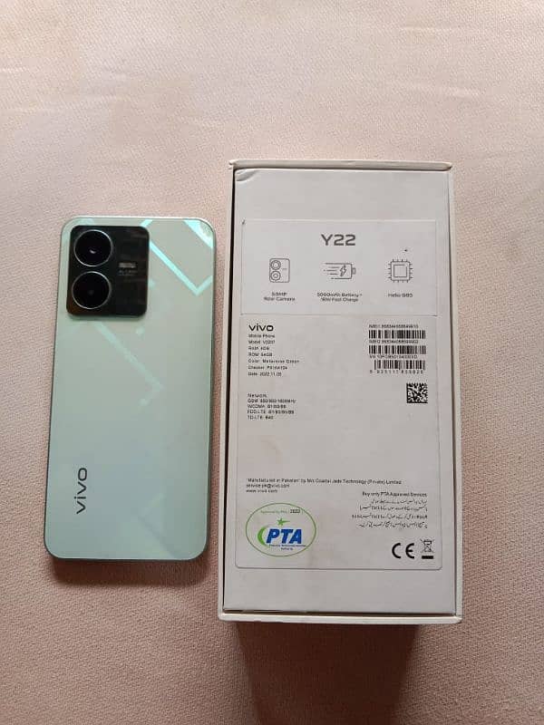 box be ha vivo Y22 PTA proof Ram 4+4/64 new mobile ok 6