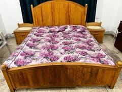 Pure Wood Queen Size Bed Set With sides and Dressing Table