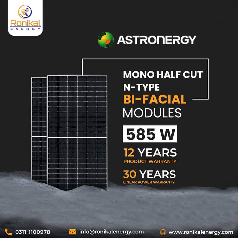 Tier 1 Astronergy 585W N-Type Bi facial double glass Solar Panel 0