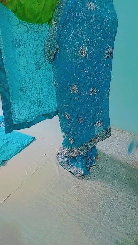 Blue saree with silver embroidery 2