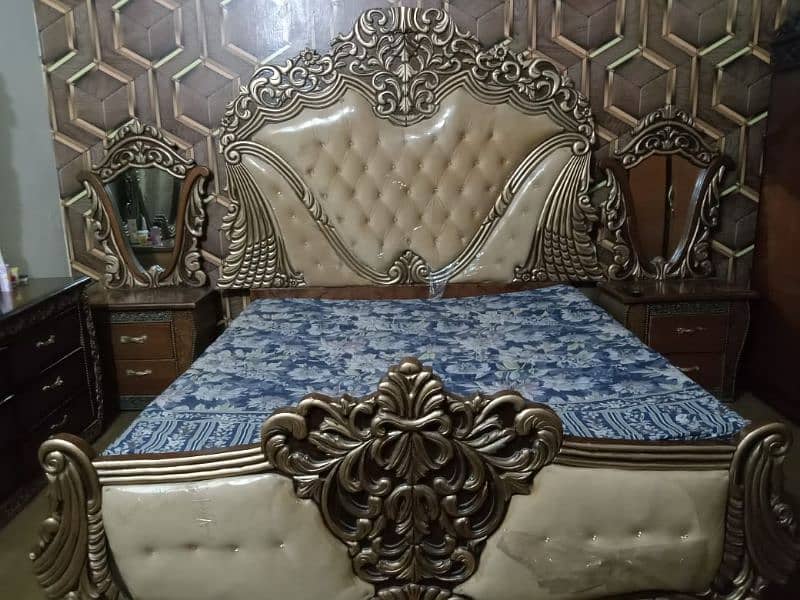 bed set/wooden poshish double bed set/bed with dressing 7