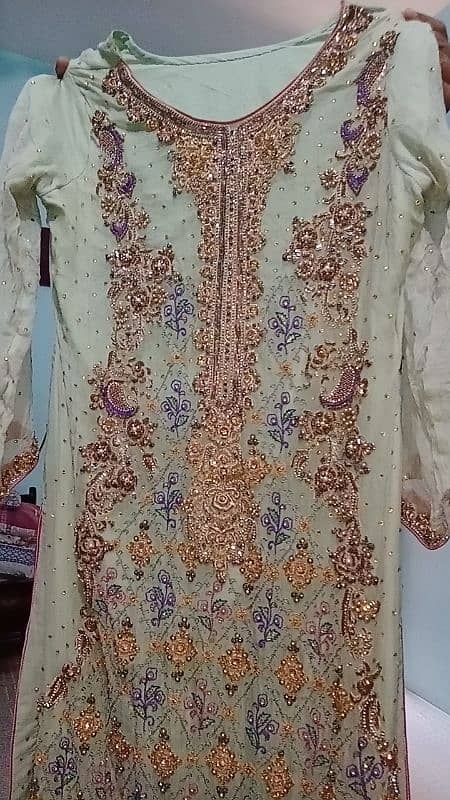 pistachio and pink colour fancy suit with golden Embroidery 1