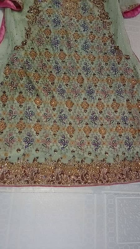 pistachio and pink colour fancy suit with golden Embroidery 3