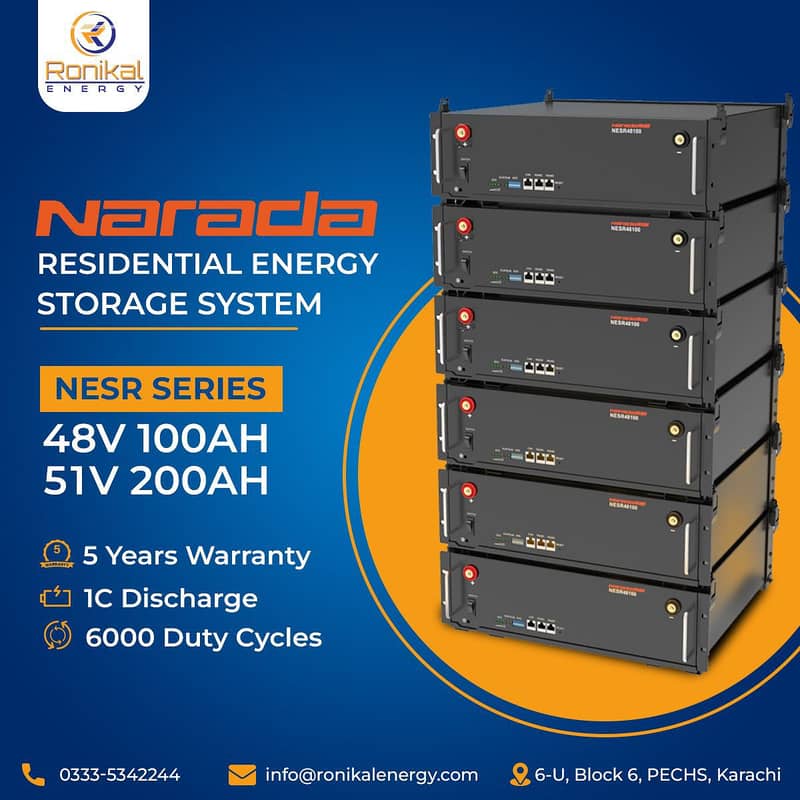 Narada NESR Lithium Ion Battery 48V 100Ah 3 Yr warranty Rackmount 0