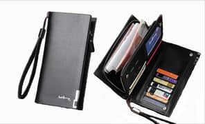 Bussiness Bifold Long card Holder Wallet for Men with zipper in Black