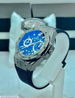 Mens Blue Textured Strap Analogue Watch