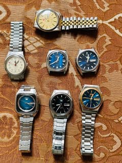 Lot of 7 Watches Seiko 4 PC Orient 1 PC Rado 1PC, Western 1 PC