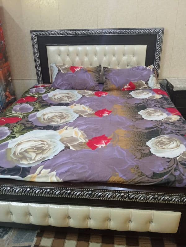 Bed With Spring Mattress With Side Table & Dressing Table 1