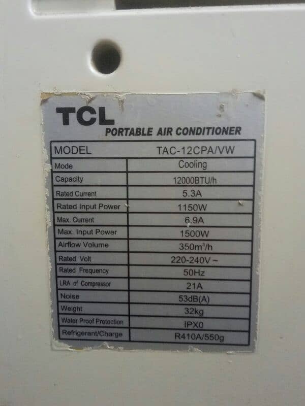 TCL portable AC Tac 12cpa/vw 030002108782 3