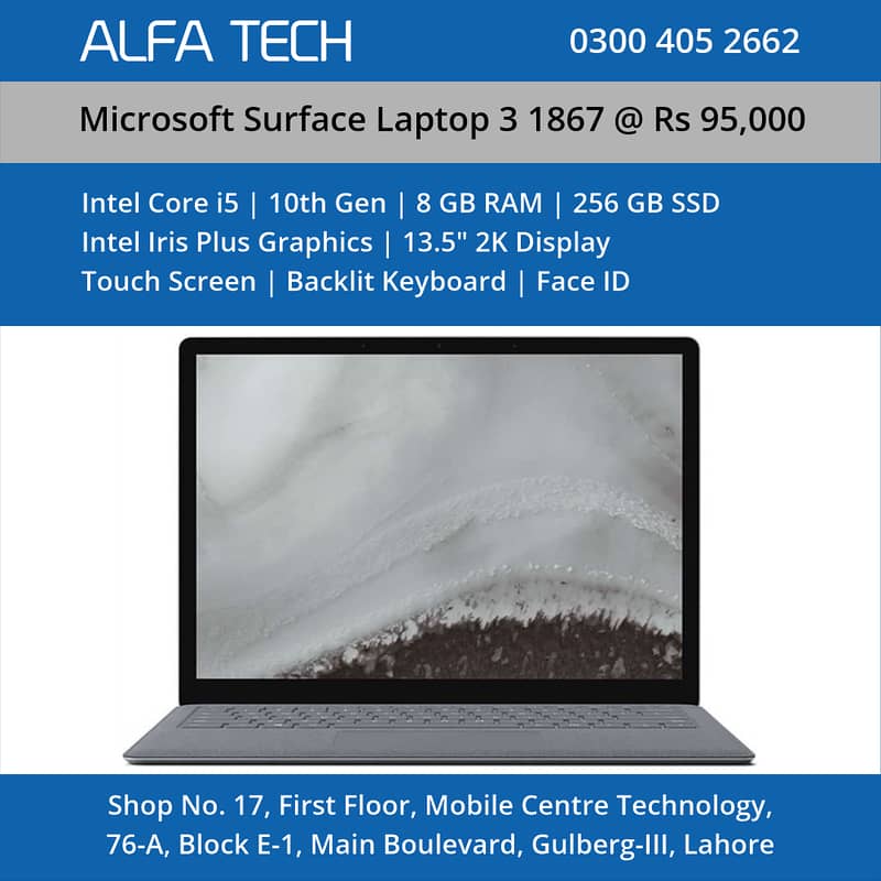 Microsoft Surface Laptop 3 1867 (i5-10th-8-256-13.5”-2K-T) - ALFA TECH 0