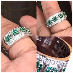 Natural Sawat Emerald with Royal Silver Ring (with Lab Certificate)