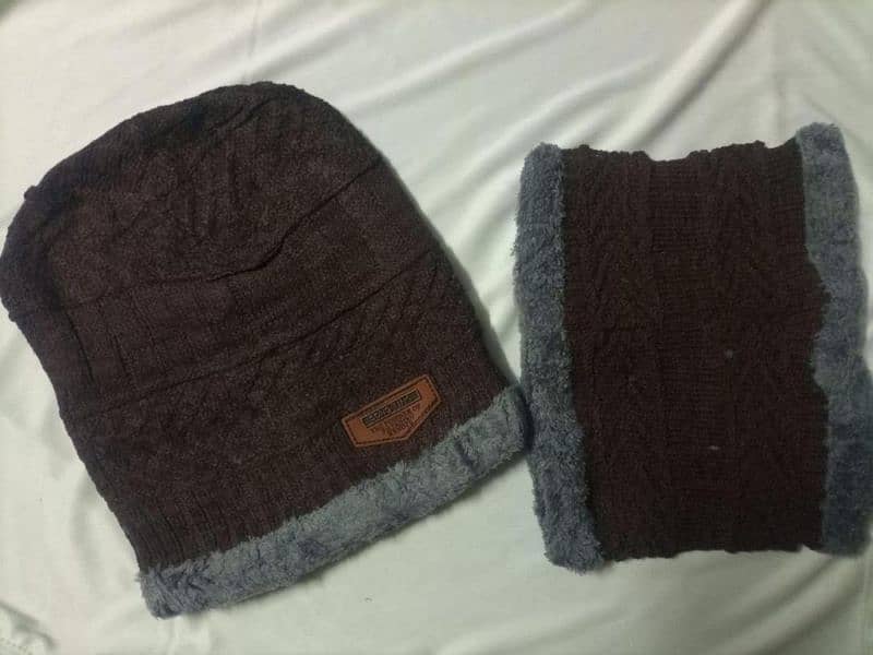 2 Pcs Wool Plain Beanie And Neck Warmer 5