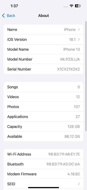 Iphone 13 128gb jv 5