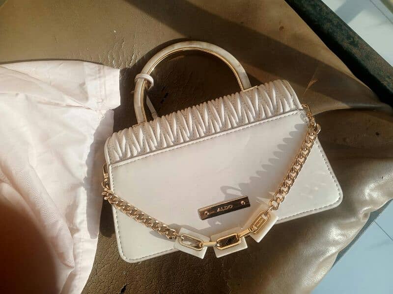 Aldo white top handle bag 1