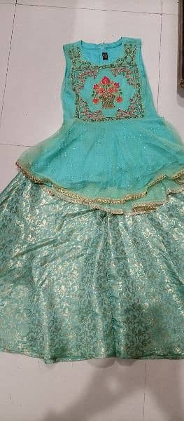 Minnie minor party wear zaari work 10 to 12 year girls  used like new 3