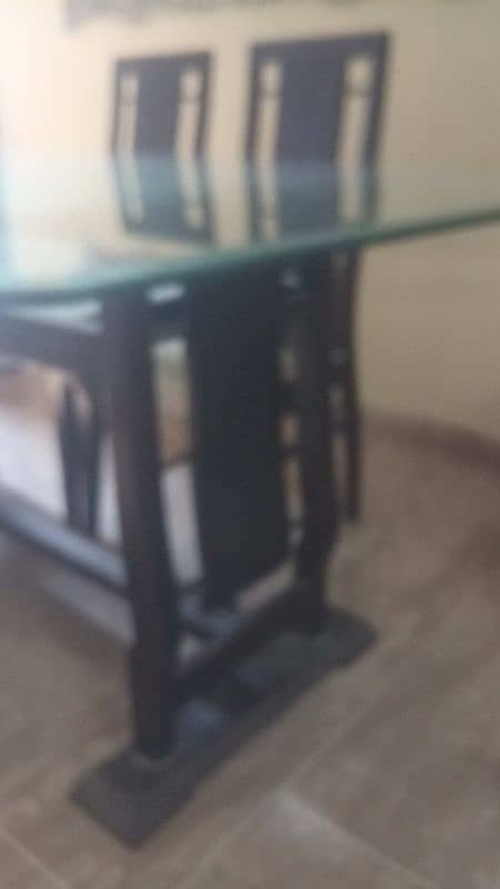 DINNER WOOD TABLE WITH DOUBLE GLASS TOP 1