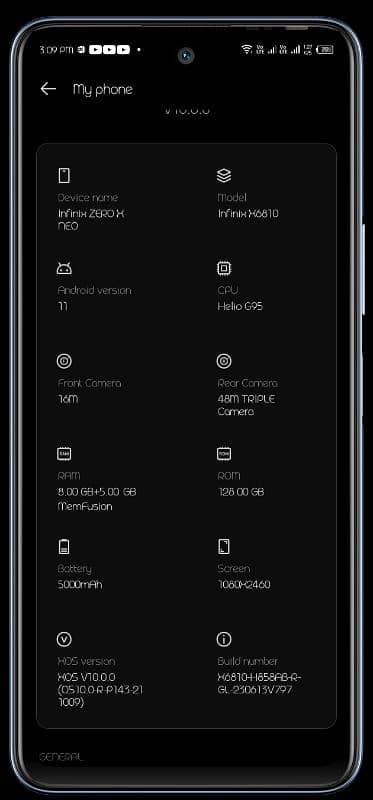 Infinix Zero X Neo  RAM: 8GB  Storage: 128GB 5